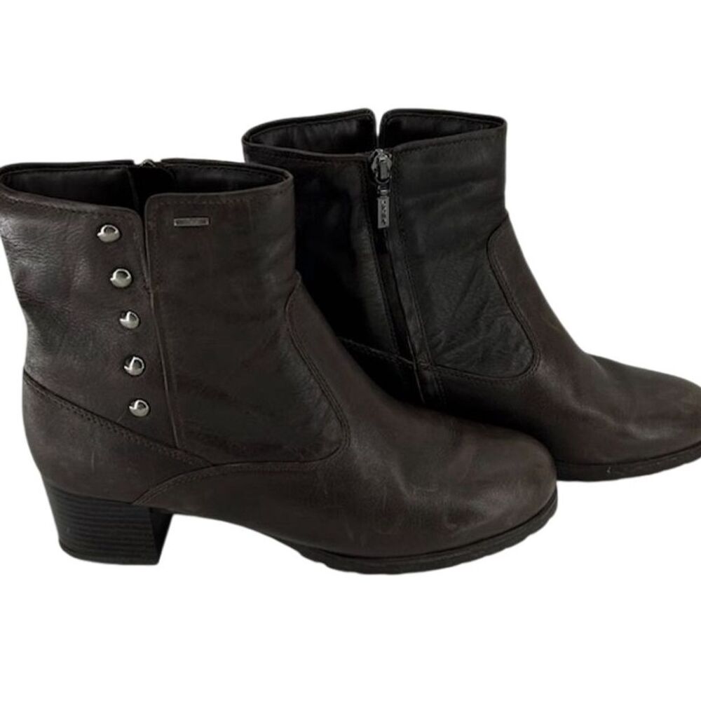 Geox Women's Brown Leather Ankle Boots Size 10.5  Zip Closure